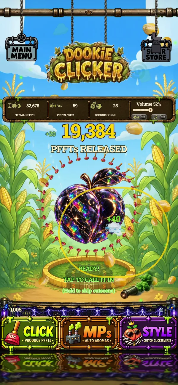 Dookie Clicker screenshot: Galaxy peach