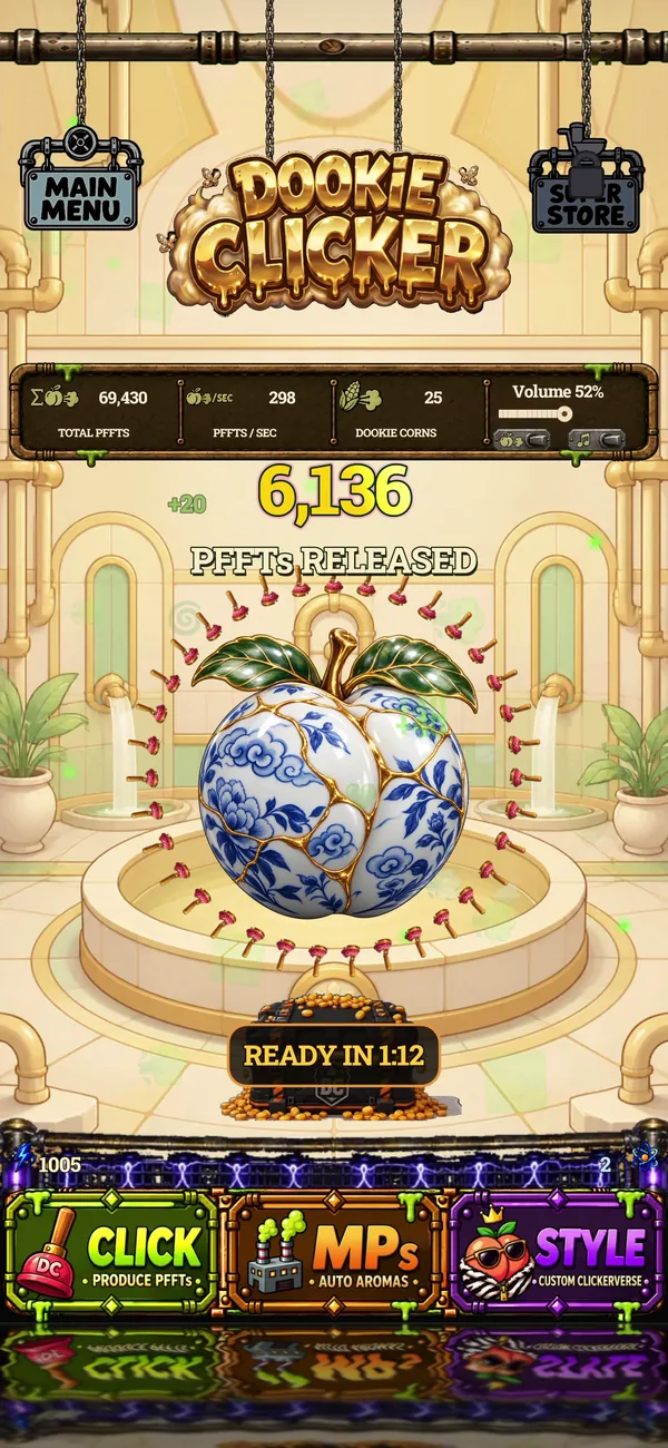 Dookie Clicker screenshot: Porcelain peach skin