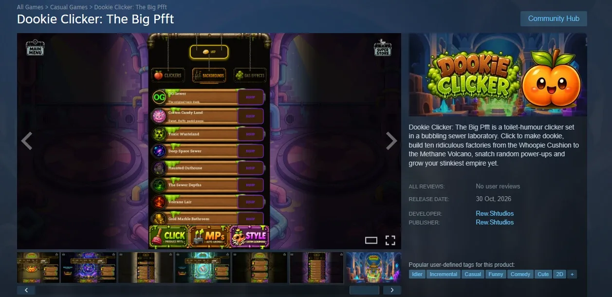 Dookie Clicker: The Big Pfft store page on Steam