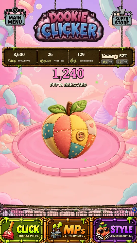 Peach clicker on the pink stage