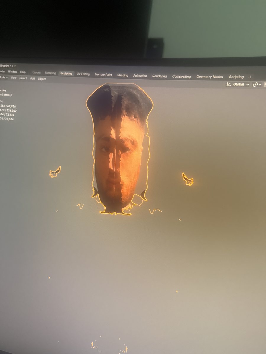 Sculpting a 3D face scan in Blender 5.1